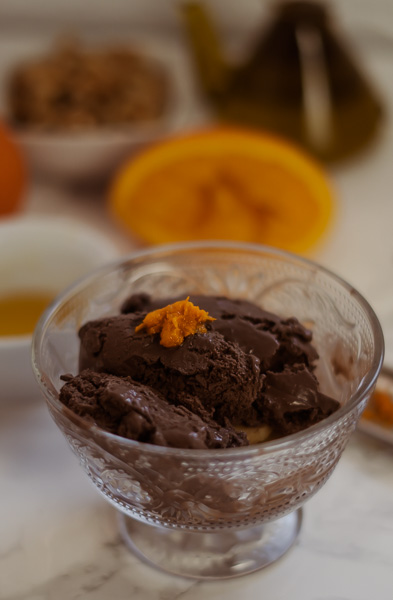 chocolate ice cream orange and olive oil